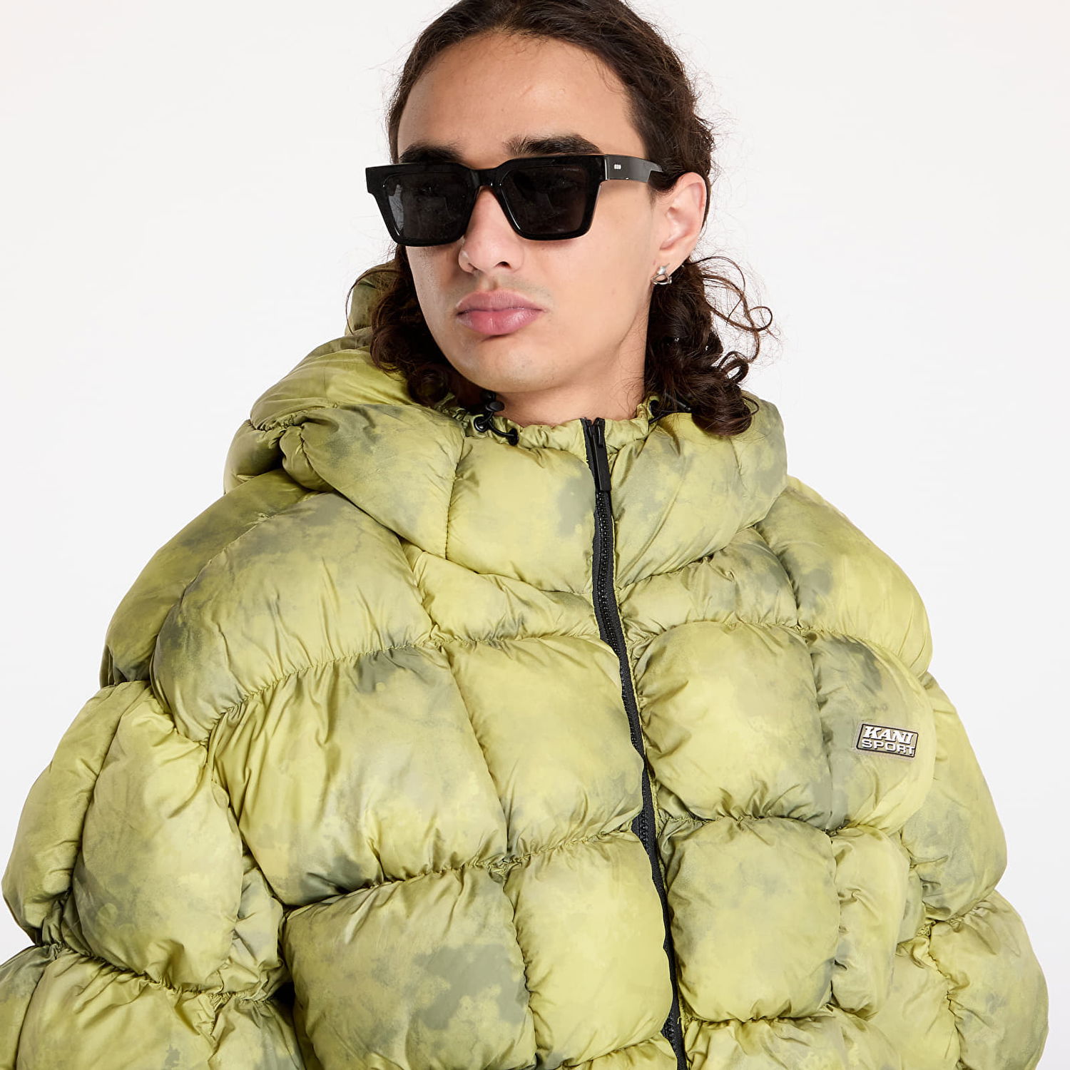 Puffer takki Karl Kani Jacket Sport Patch Square Quilted Puffer Jacket Lime Green L Keltainen | 60760018, 1
