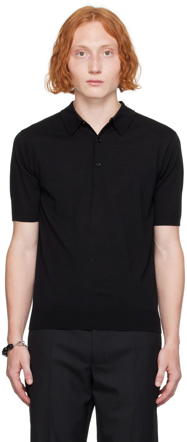 Poolopaita Dries Van Noten Black Three-Button Polo Musta | 242-021202-9700