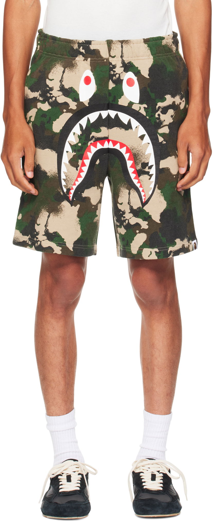 Shortsit BAPE Map Camo Regular Fit Shark Sweat Shorts Vihreä | 001SPL301001M