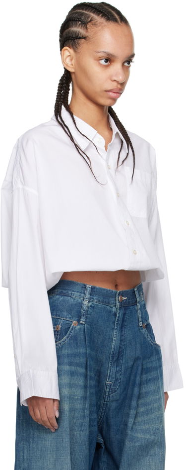 Paita R13 R13 Crossover Cropped Button-Down Shirt Valkoinen | R13WR269-R338B, 4