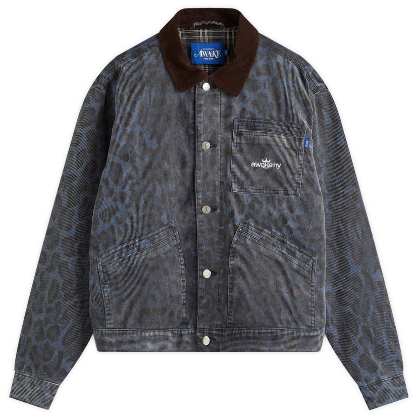 Takki Awake NY Awake NY Leopard Corduroy Work Jacket Sininen | AWK-SP25-OT005-NVY