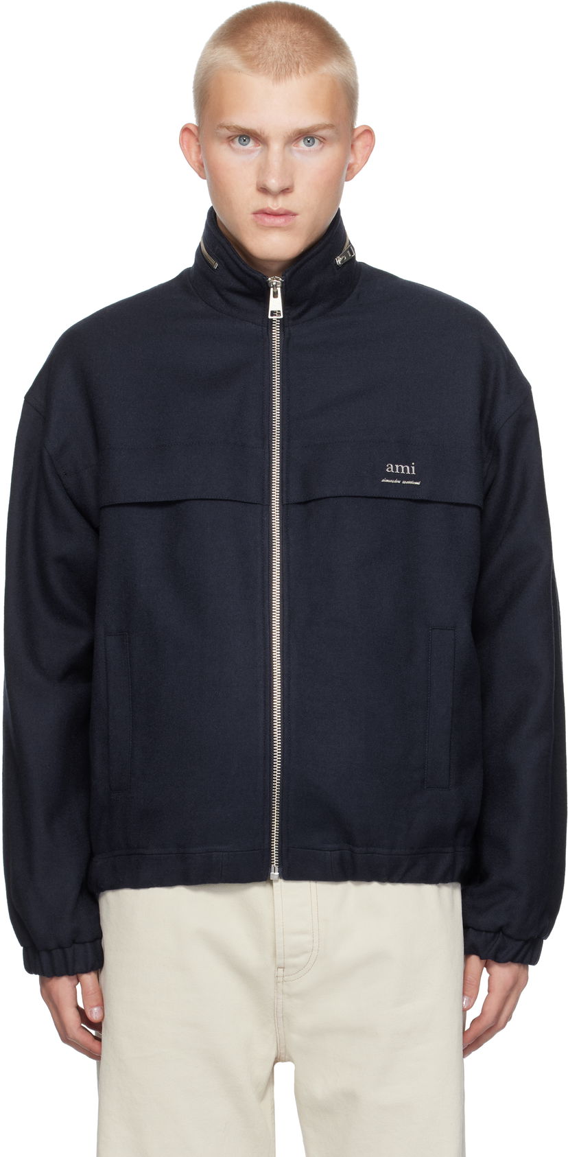 Tuulitakki AMI Paris AMI Windbreaker Jacket Tummansininen | HJK058.WV0018