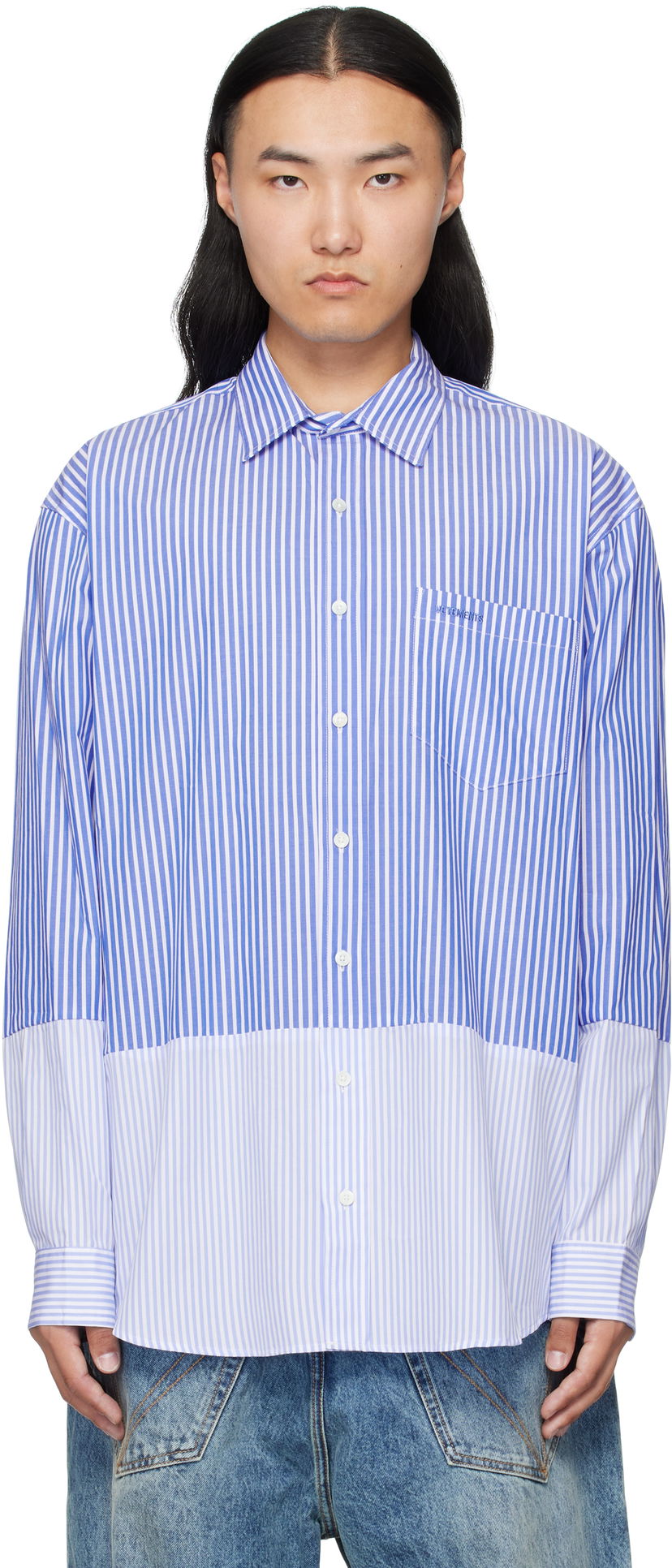 Paita VETEMENTS VETEMENTS Splitted Striped Shirt Sininen | UH76SH630SL