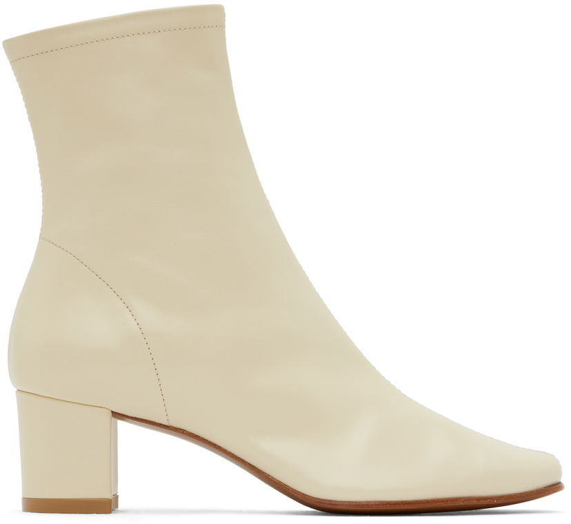 Tennarit ja kengät BY FAR BY FAR Sofia Leather Block Heel Ankle Boots Beige | 16603-05-SWHTL