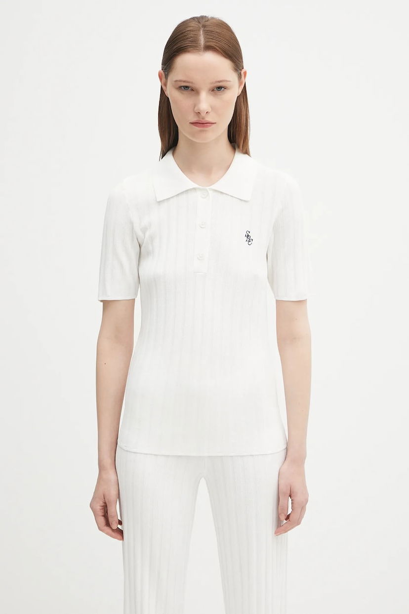 Poolopaita Sporty & Rich Sporty & Rich Src Ribbed Polo Shirt Valkoinen | WS069620305WH37