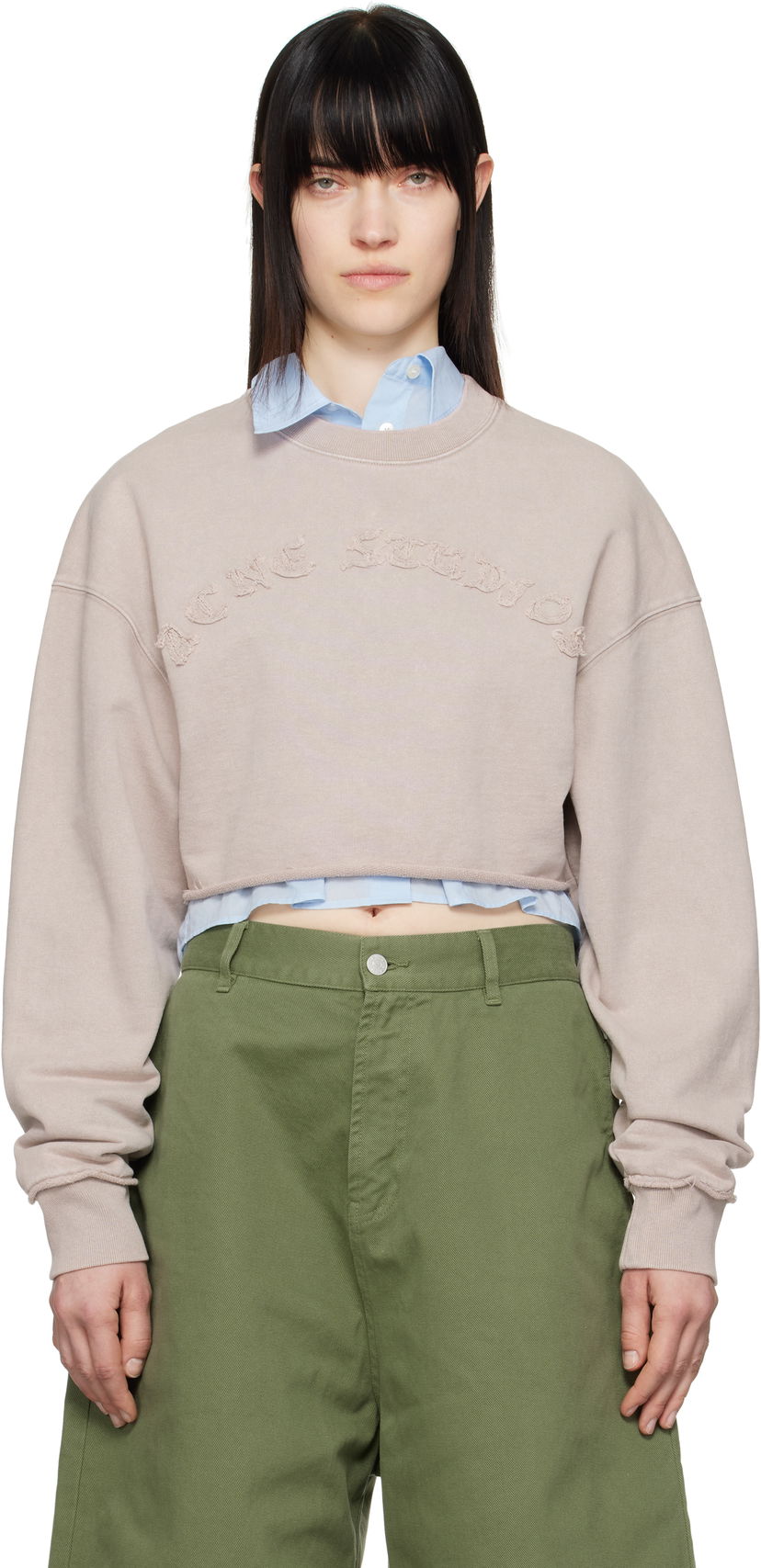 Villapaita Acne Studios Acne Studios Cropped Logo Sweatshirt Vaaleanpunainen | AI0158-