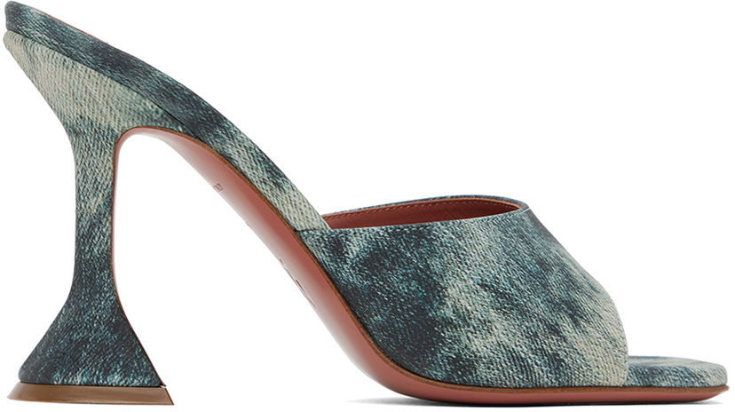 Asusteet Amina Muaddi Amina Muaddi Lupita Slipper Heeled Sandals Sininen | LUPITA SLIPPER CL PRINTED SUEDE