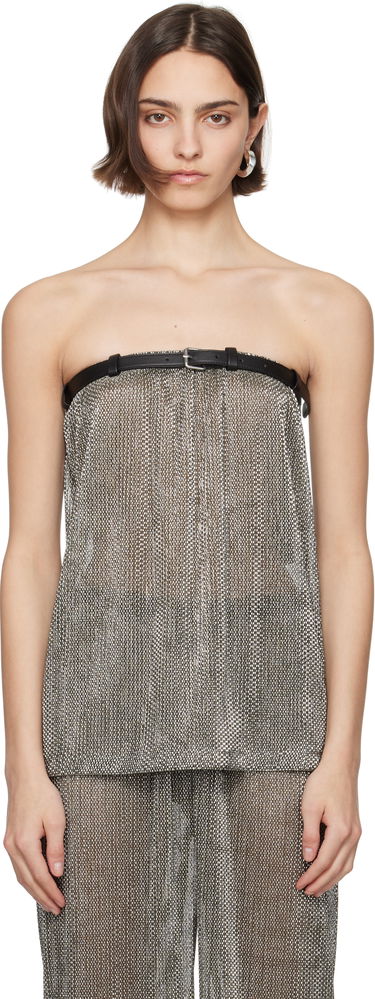 Tankkitoppi Nanushka Nanushka Gilma Metallic Knit Bandeau Top Metallinen | NW25SSTP29882, 0
