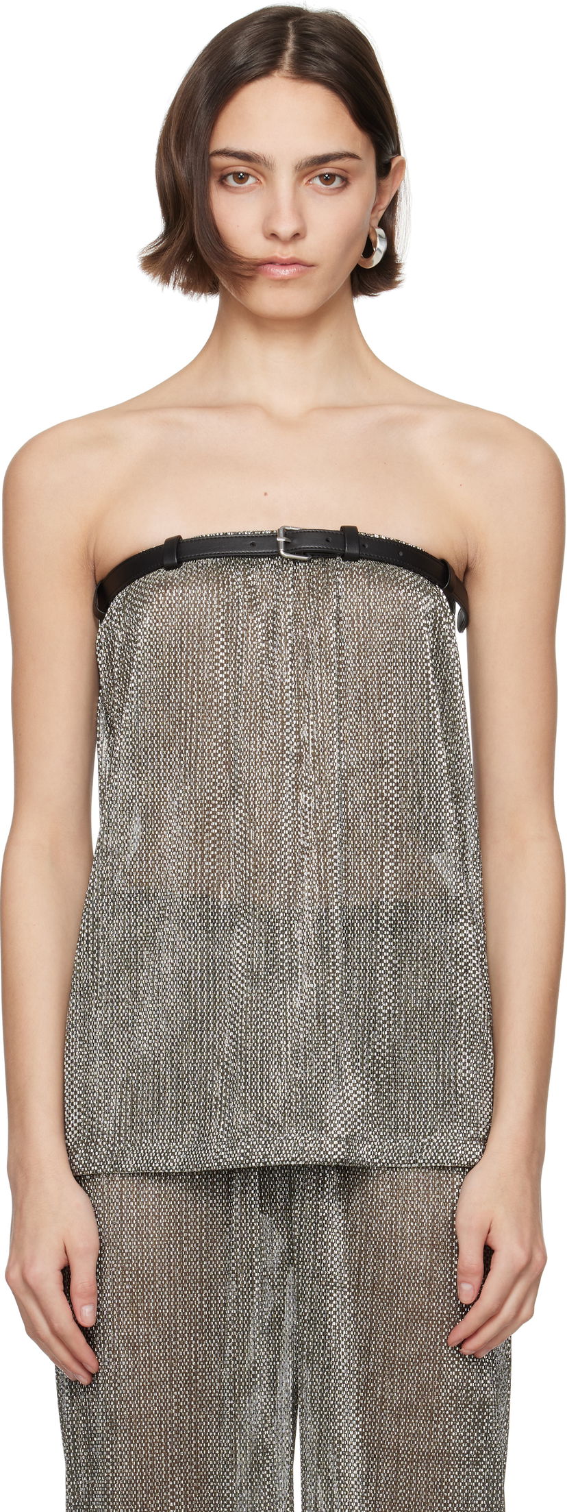 Tankkitoppi Nanushka Nanushka Gilma Metallic Knit Bandeau Top Metallinen | NW25SSTP29882