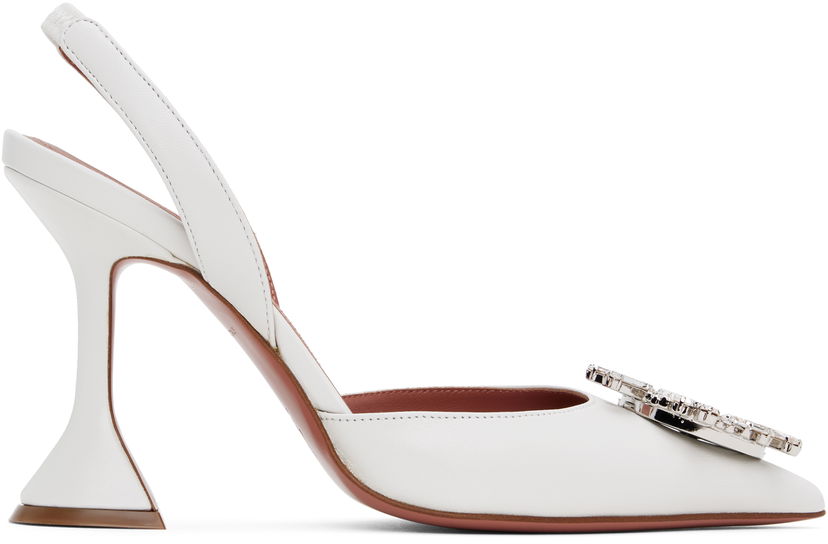 Tennarit ja kengät Amina Muaddi Slingback Crystal Pumps Valkoinen | BEGUM SLING CL NAPPA