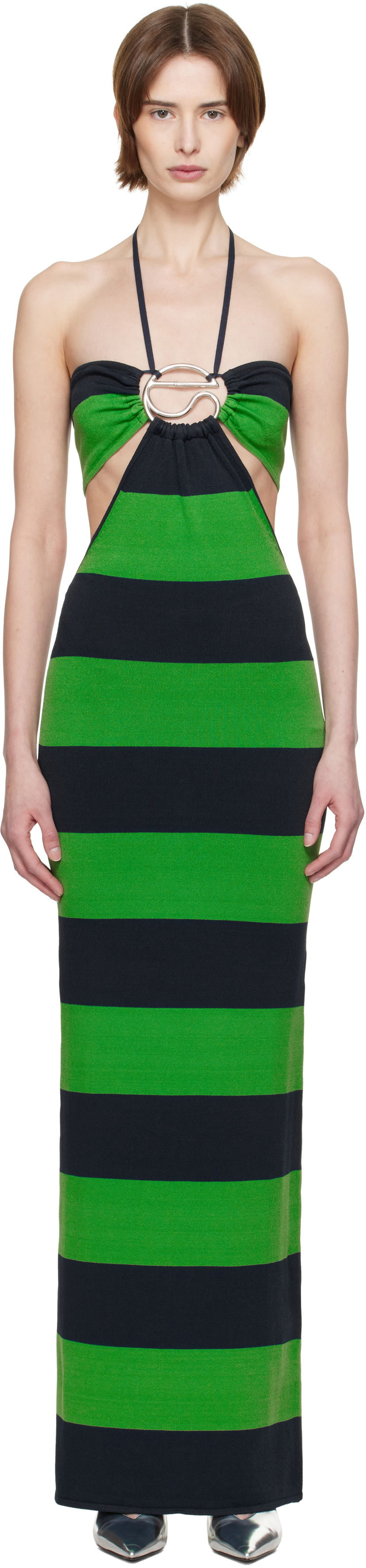 Mekko Coperni Coperni Knitted Striped Halter Maxi Dress Vihreä | COPML135SY3010