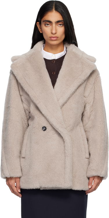 Takit Max Mara Olga Plush Double-Breasted Coat Beige | 2521086032600, 0