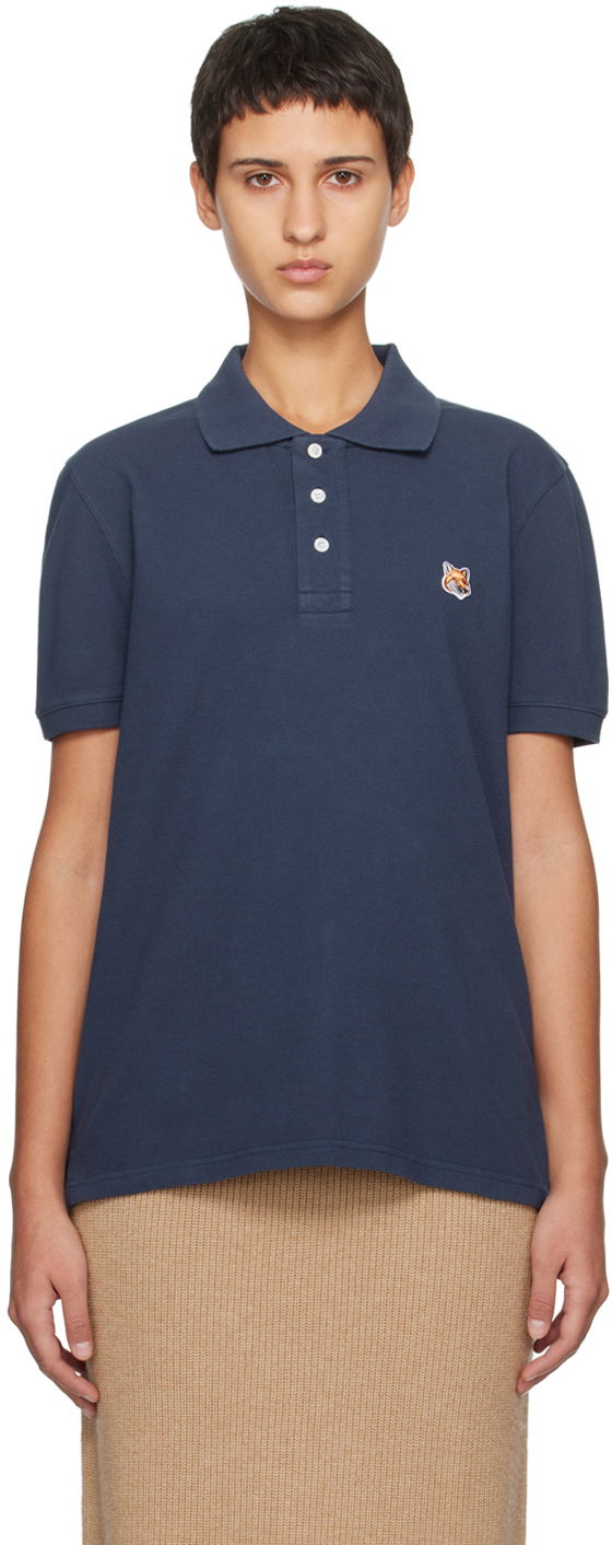Poolopaita MAISON KITSUNÉ Fox Head Polo Tummansininen | LM00208KJ7002