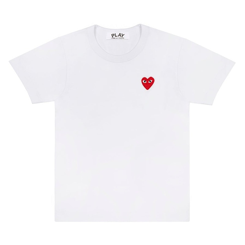 T-paita Comme des Garçons Play Embroidered Heart T-Shirt Valkoinen | AZ-T108-051-2 / P1T1082, 0