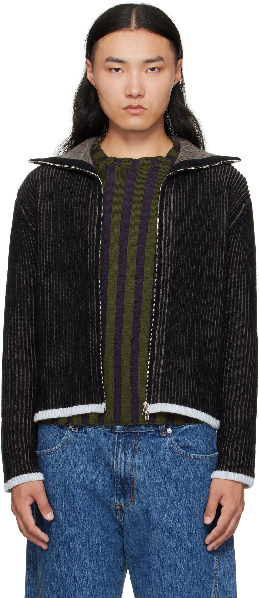 Villapaita Eckhaus Latta Eckhaus Latta Huddle Zip Sweater Musta | 8267-EL-PF25-B