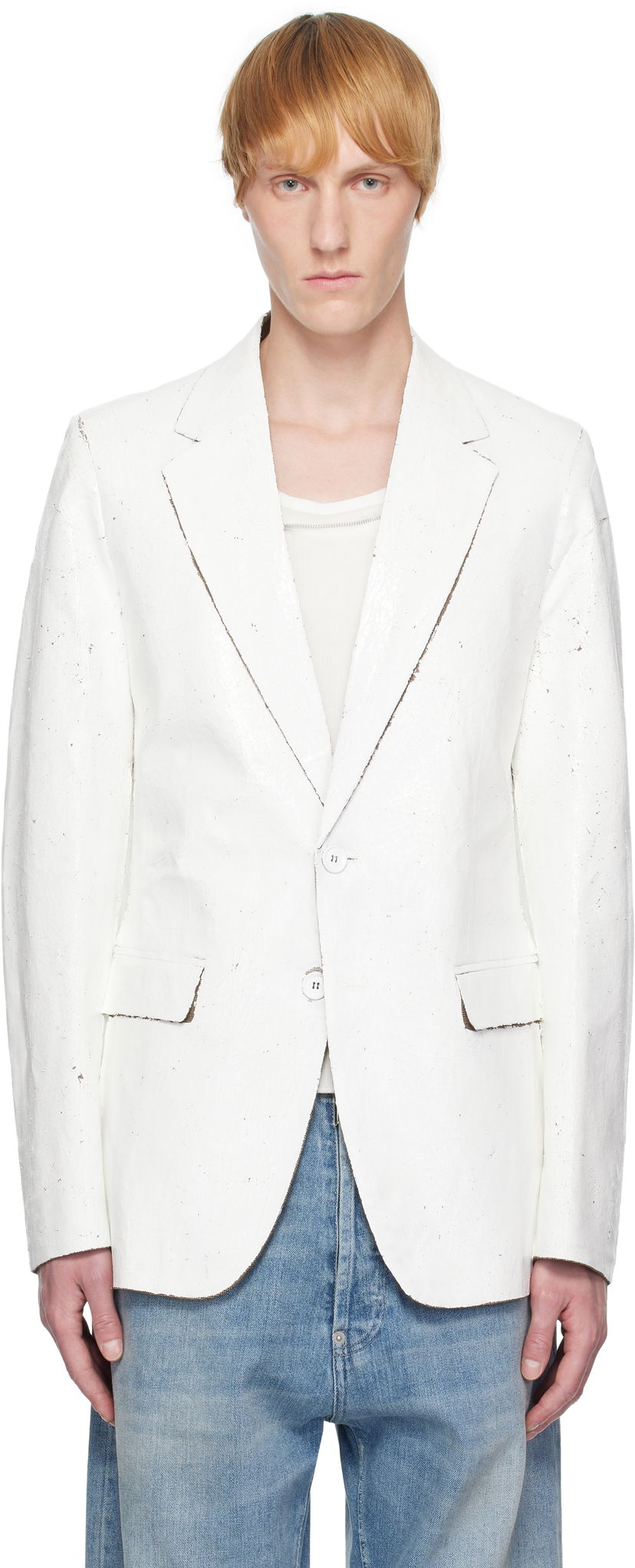 Takki Maison Margiela MM6 Maison Margiela Painted Blazer Valkoinen | SH2BN0010 M35437
