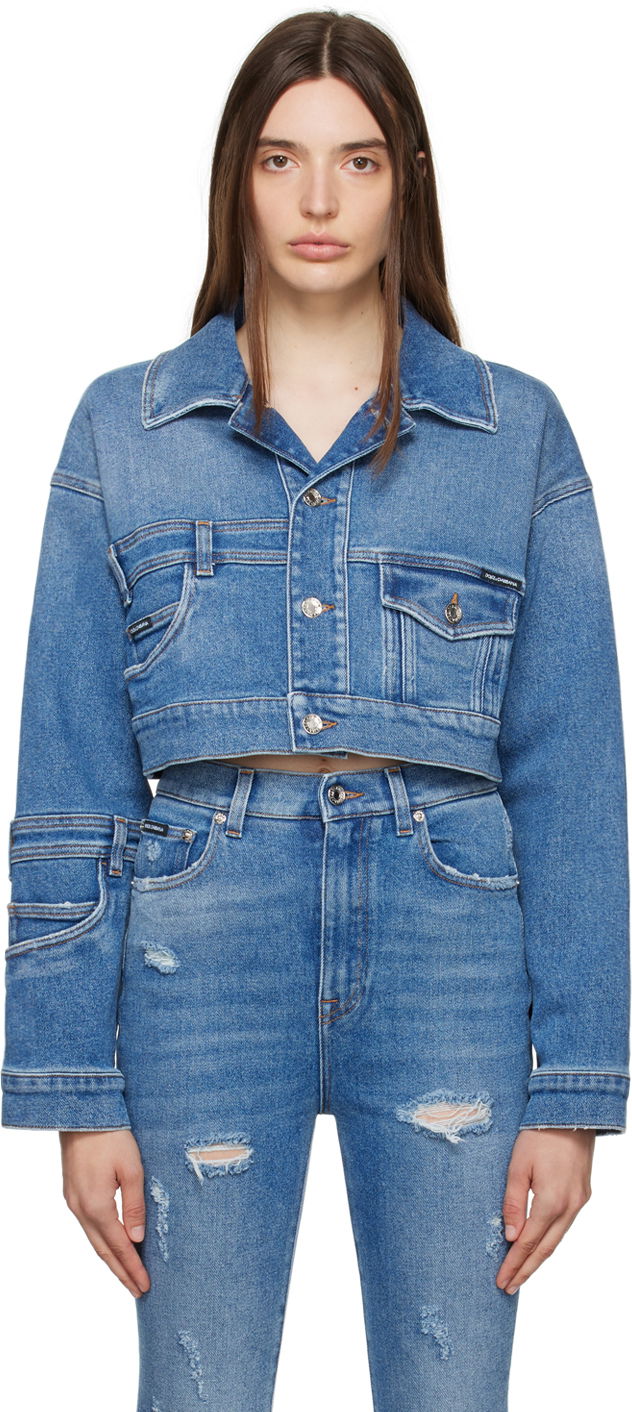 Takki Dolce & Gabbana Blue Patchwork Denim Jacket Sininen | F9P86D G8HP1