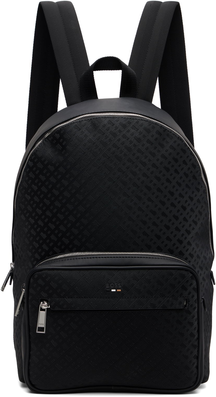Reppu BOSS Black Check Faux-Leather Backpack Musta | 50548062