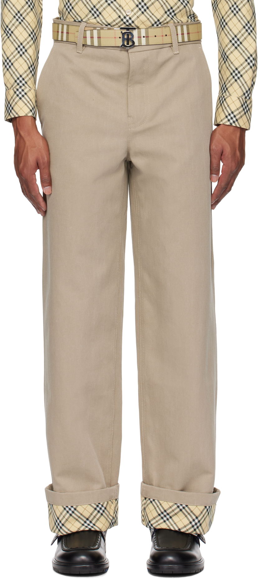Housut Burberry Cotton Carpenter Trousers Beige | 8097556