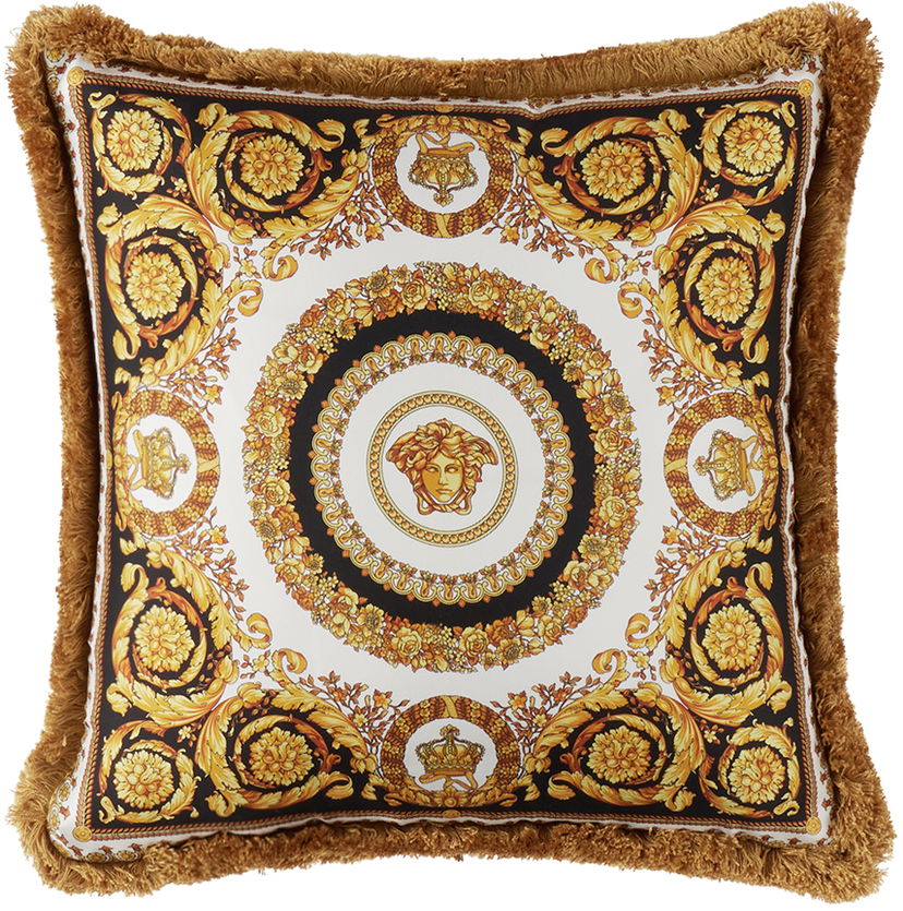Kodin sisustus Versace Gold & Black Crete De Fleur Cushion Keltainen | ZCU454501_ZSEP0184