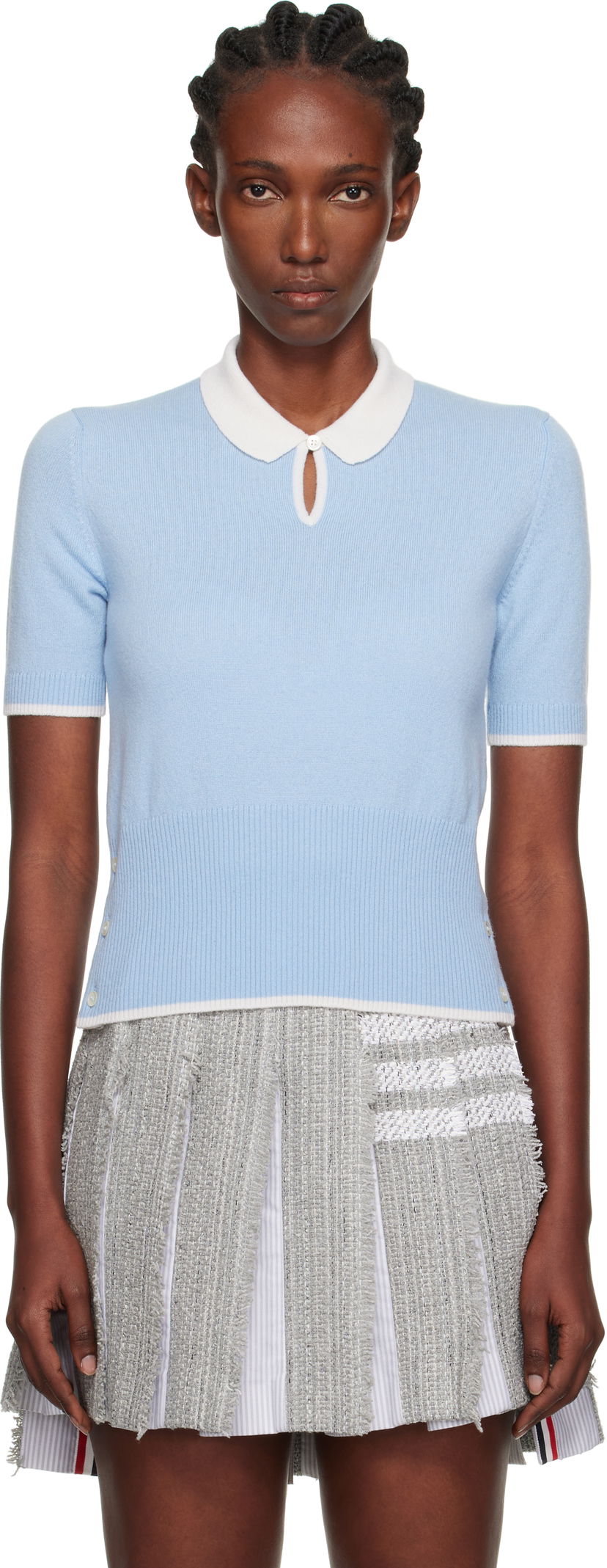 Poolopaita Thom Browne Thom Browne Stitch Cashmere Polo Sininen | FKP122A-Y2001