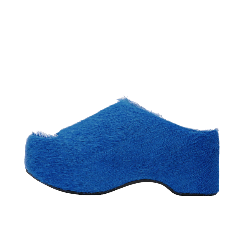 Tennarit ja kengät Marni Long-Hair Calfskin Chunky Clog Slide Sandals Sininen | SAMS021004 P4122
