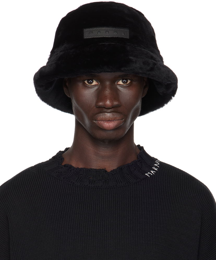 Hattu Marni Shearling Bucket Hat Musta | CLMC0055AX ULM094