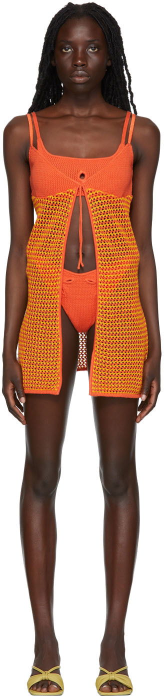 Uimapuvut GUIZIO Guizio Crochet Camisole Mini Dress Oranssi | TCC 1
