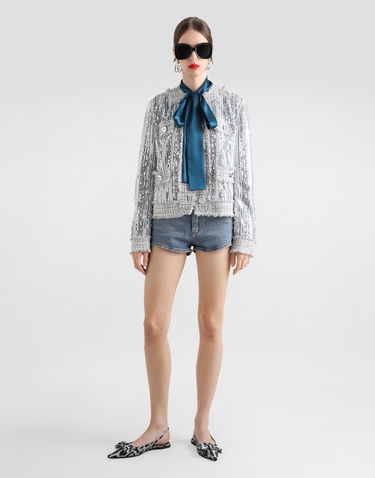 Takki Dolce & Gabbana Dolce & Gabbana Tulle Gabbana Jacket with Sequin Embroidery Harmaa | F27DLTFLSKCS0998, 1