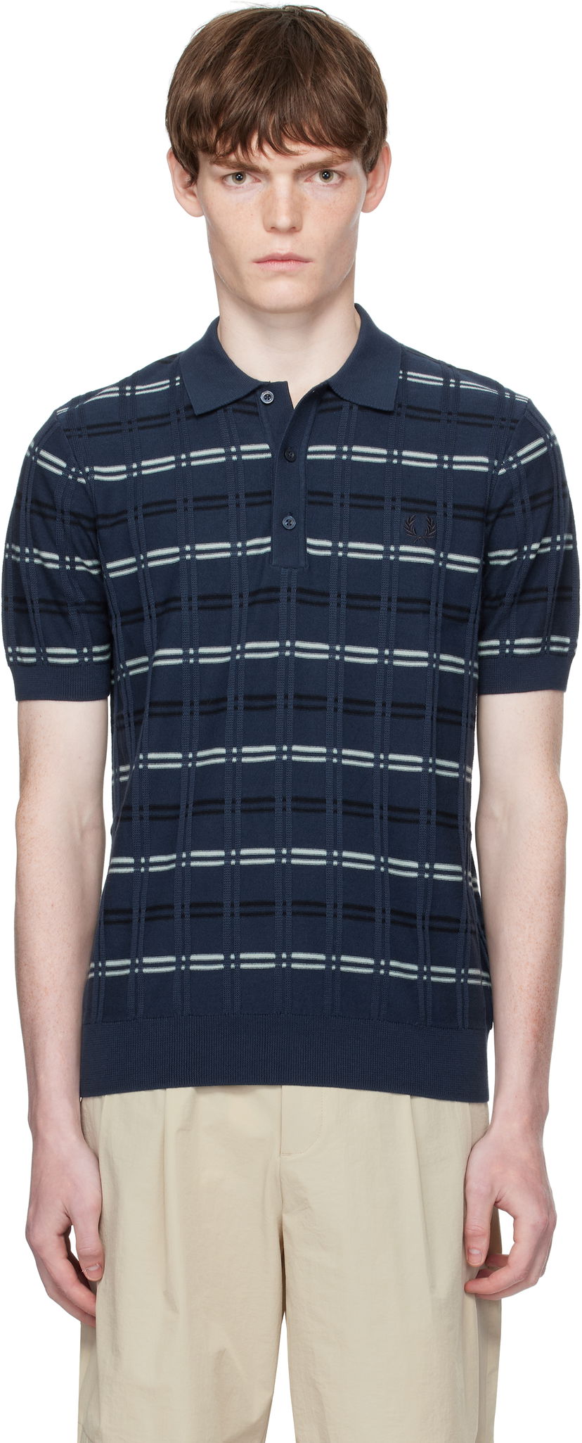 Poolopaita Fred Perry Fred Perry Striped Rib Knitted Polo Sininen | K9751