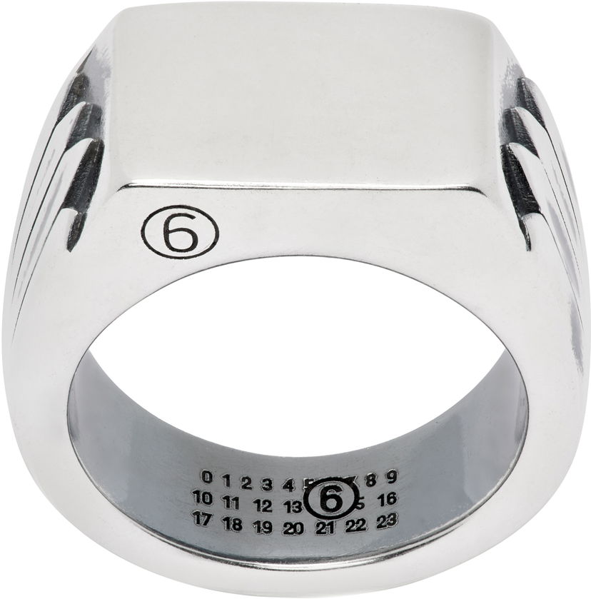 Sormus Maison Margiela MM6 Maison Margiela Silver Minimal Logo Ring Metallinen | SM7UQ0101 P8601