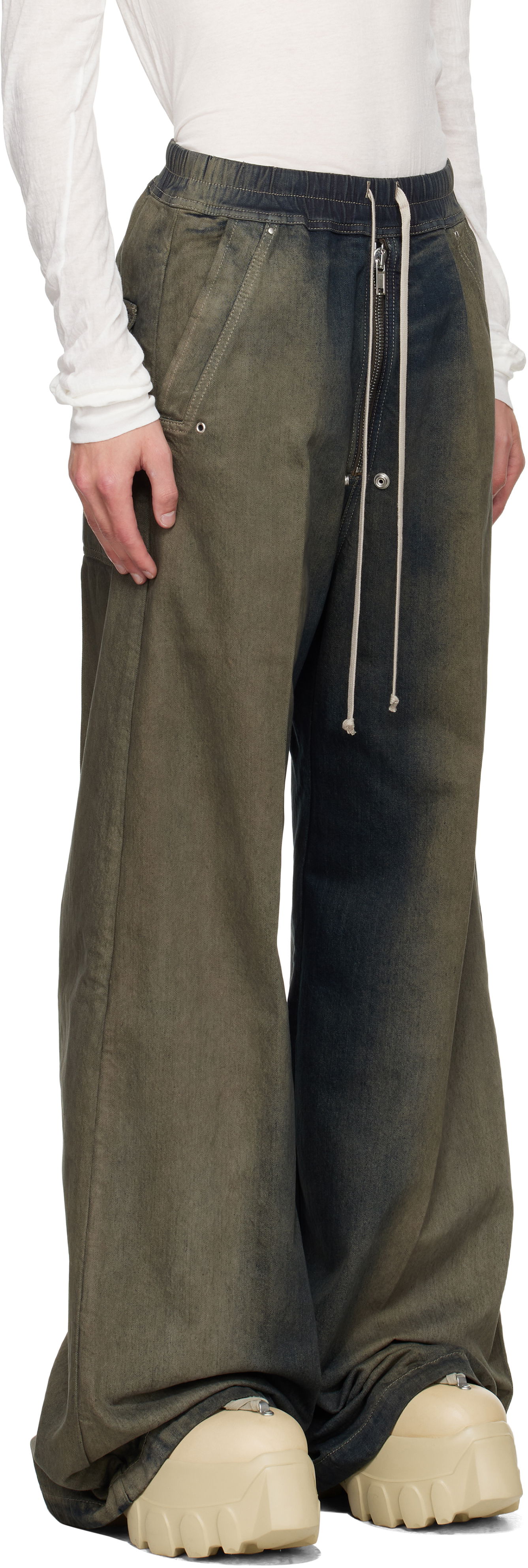 Jeans Rick Owens Rick Owens Wide Bela Jeans Vihreä | RU02E1366 DKDEG, 1