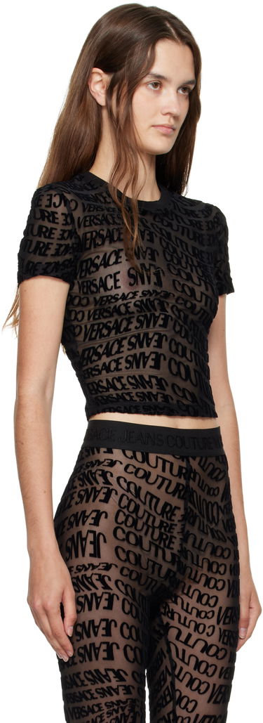 T-paita Versace Versace Jeans Couture Tulle Flock Liquify T-Shirt Musta | E79HAH602_EJS490, 1