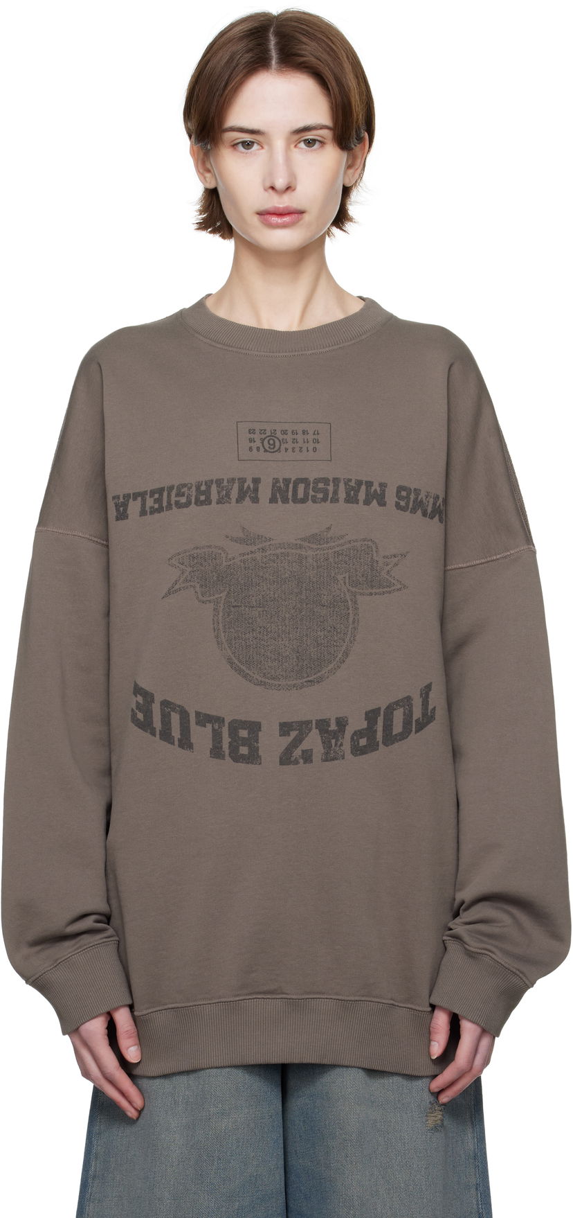 Villapaita Maison Margiela MM6 Maison Margiela Printed Sweatshirt Ruskea | SH0GU0023 M25012
