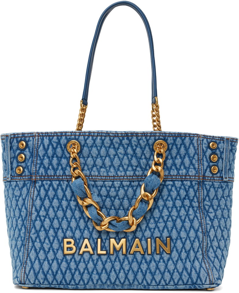 Kangaskassi Balmain Balmain 1945 Soft Diamond-Quilted Denim Tote Sininen | EN1FF827TTSD