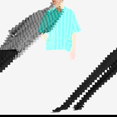 Paita BEAMS Men's Stripe Open Collar Shirt, Size Large Turkoosi | 1101-0564-803-73, 4