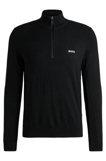 Villapaita BOSS BOSS Zip-Neck Sweater Musta | 50498560