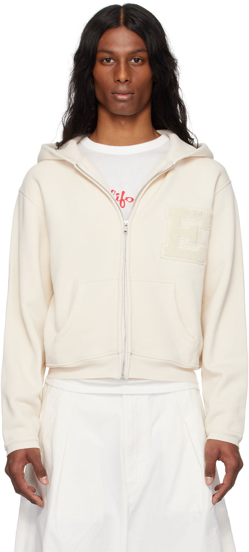 Huppari ERL ERL Varsity Zip-Up Hoodie Valkoinen | ERL10T023