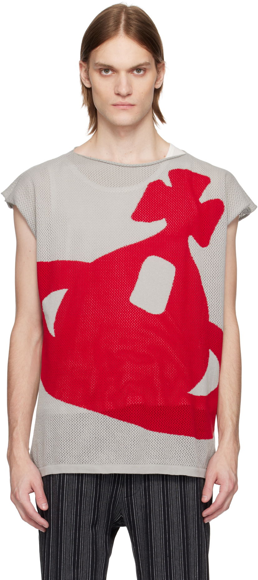 Villapaita Vivienne Westwood Vivienne Westwood Intarsia Pixel Orb Tank Top Harmaa | 8101000P-K005X-