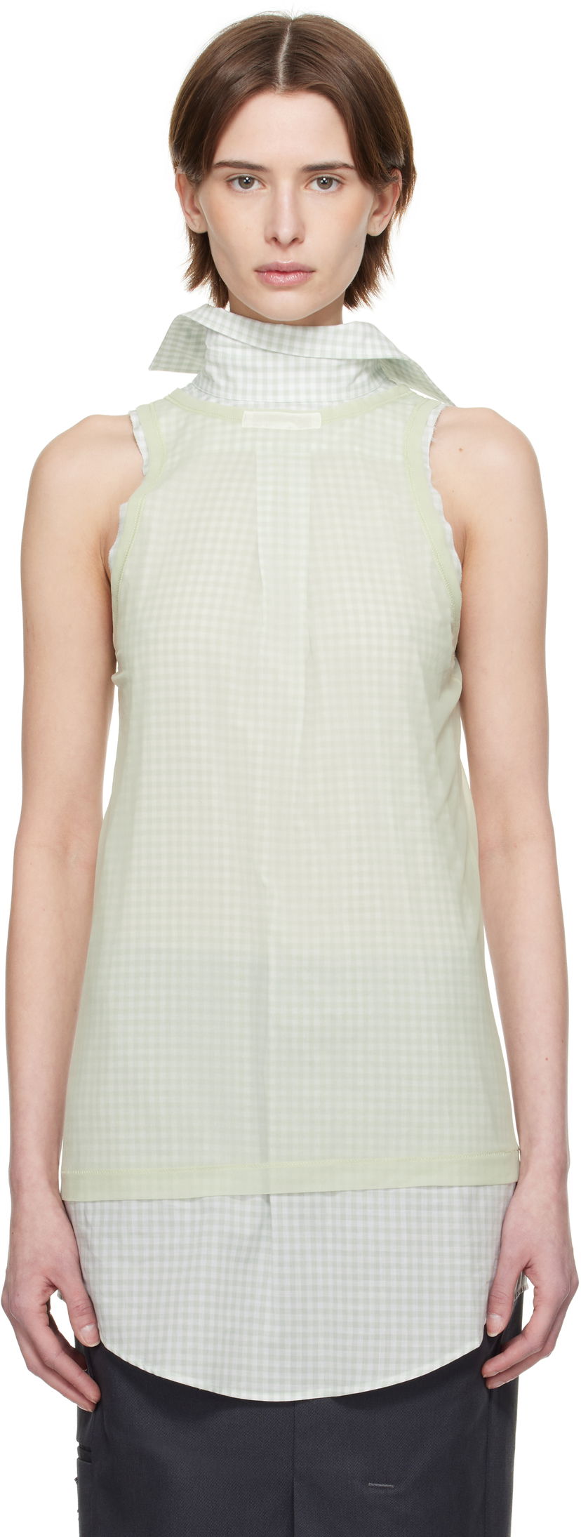 Tankkitoppi Maison Margiela Maison Margiela Back To Front Check Sleeveless Top Vihreä | S51NL0046 MTJ024