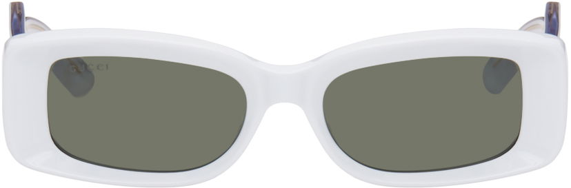 Vaatteet Gucci Gucci White Rectangular Sunglasses Harmaa | GG1528S