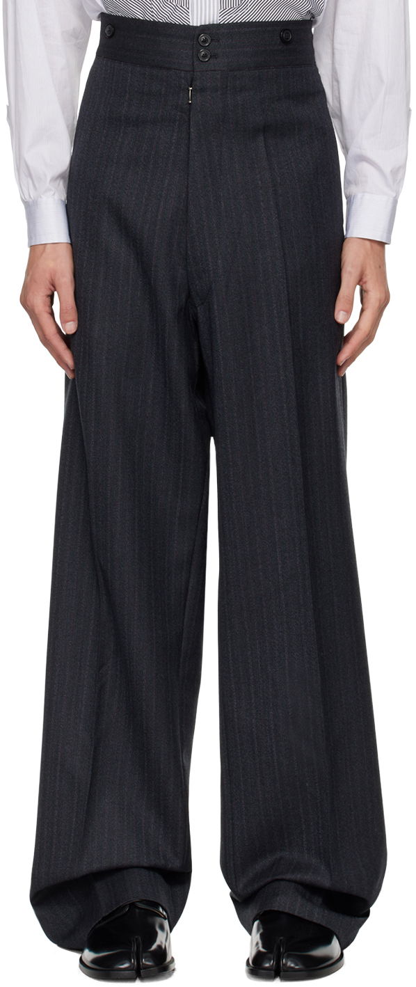 Housut Maison Margiela Black Pleated Trousers Musta | S50KA0654 M35203