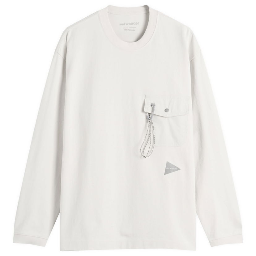 T-paita and wander Heavy Cotton Longsleeve Pocket Tee, Size Small Valkoinen | 5745284082-021