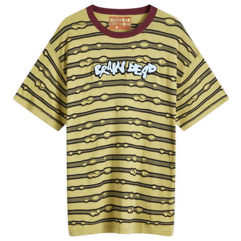 T-paita Brain Dead Embroidered Puckered Stripe T-Shirt Vihreä | F24T06004038-LIME