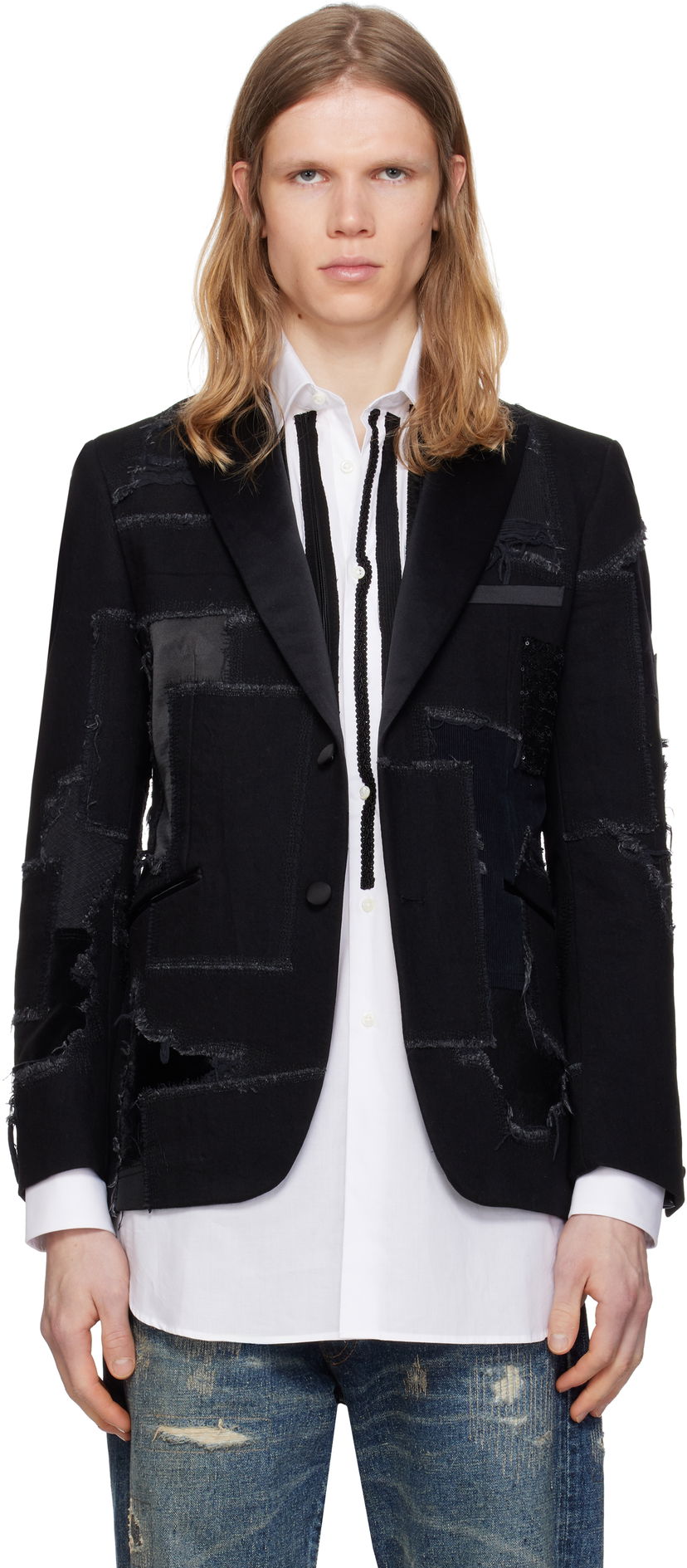 Takki Junya Watanabe Junya Watanabe Patchwork Blazer Musta | WO-J033-051