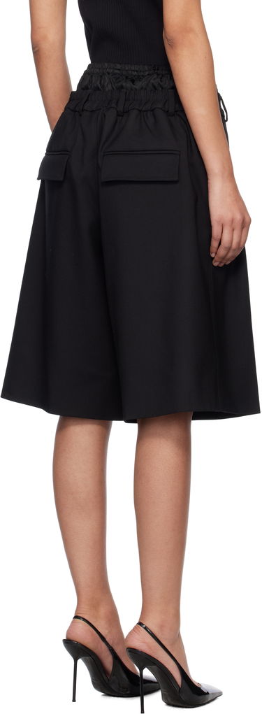 Shortsit Marine Serre Marine Serre Virgin Wool Twill Shorts Musta | MSH010A RWOV0001, 2
