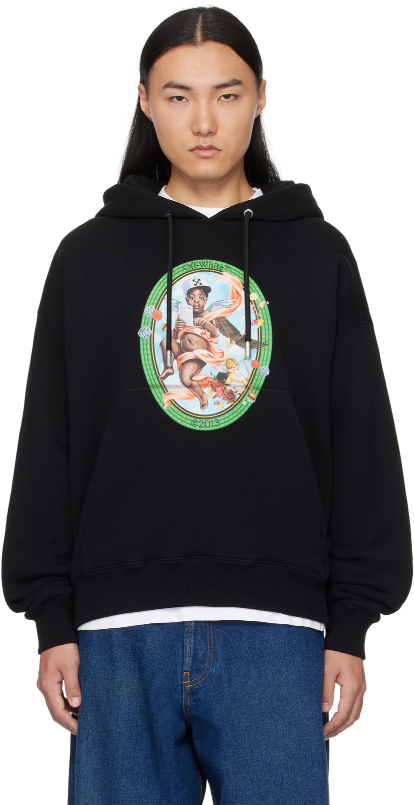 Huppari Off-White Fresco Print Hoodie Musta | OMBB085S25FLE0031001