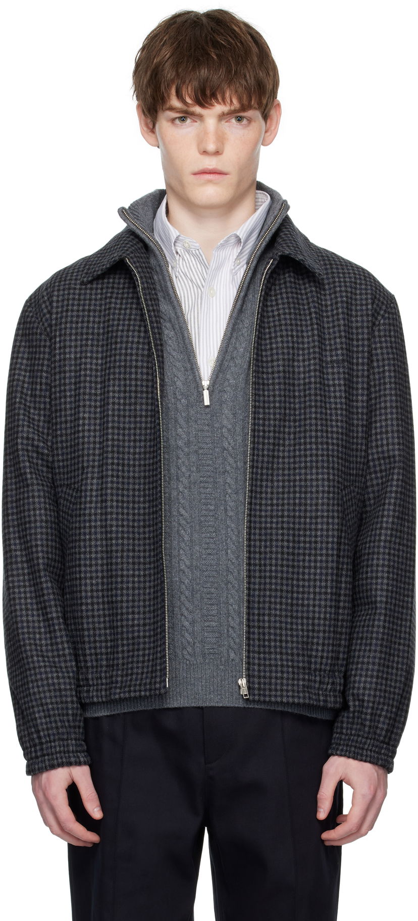 Takki A.P.C. A.P.C. Gilbert Houndstooth Jacket Tummansininen | WOARZ-M32018