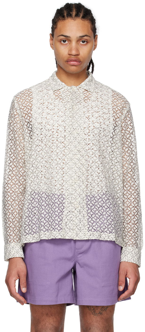Paita Bode Bode Petal Lace Shirt Valkoinen | MRS23SH100