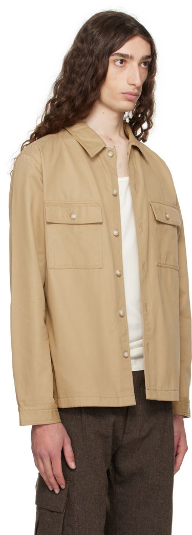 Paita BOSS Oversized-Fit Cotton Gabardine Shirt with Chest Pockets Beige | 50545383, 1